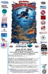 Poster for the 17th Annual Tampa Bay Spearfishing Challenge, June 12-14, 2026, showing sponsors, event details, a diver, and various fish species.