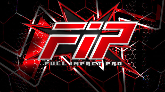 The image shows the logo for Full Impact Pro, featuring bold red and white letters 