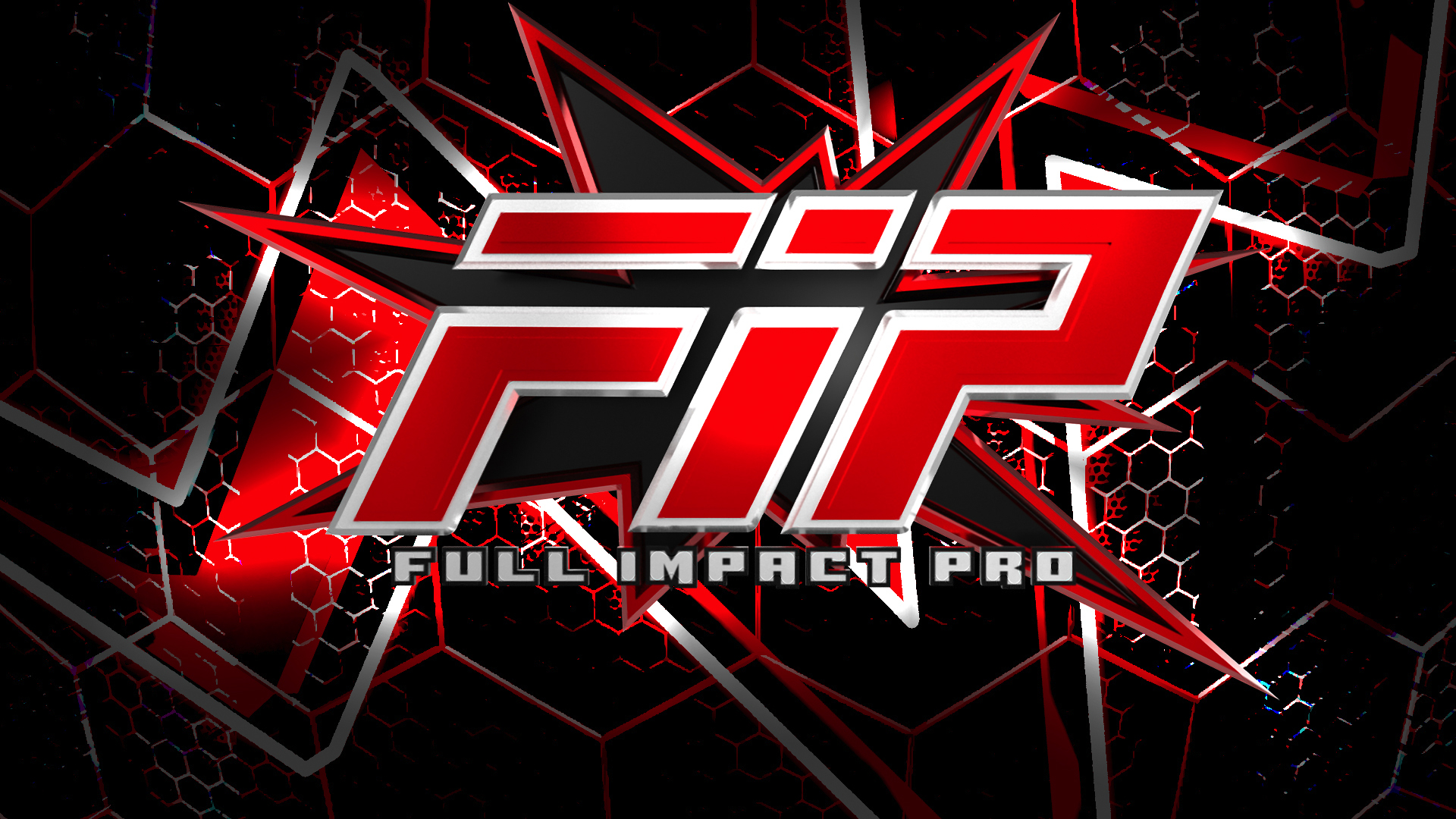 The image shows the logo for Full Impact Pro, featuring bold red and white letters 